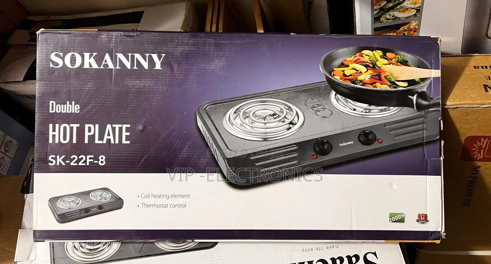 SOKANNY Electric Stove Double 2Hot Plate 2000W With Thermostat Control