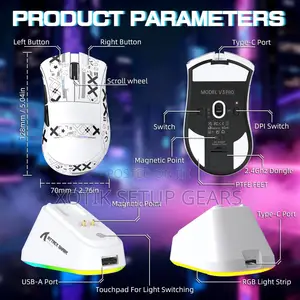 ATTACK SHARK V3 PRO Wireless Mouse-Gaming Mouse With RGB Charging Dock