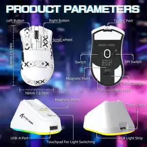 ATTACK SHARK V3 PRO Wireless Mouse-Gaming Mouse With RGB Charging Dock