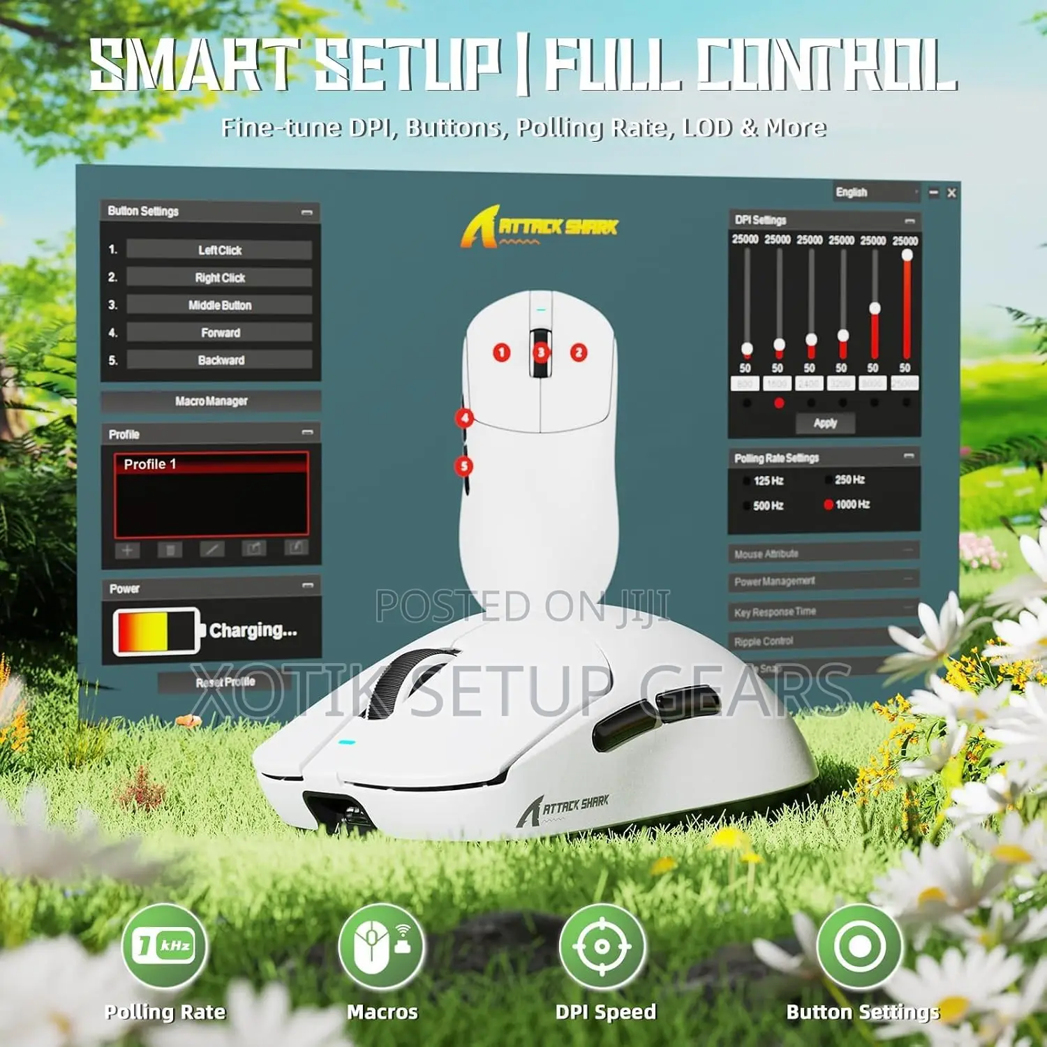 ATTACK SHARK X8 SE White Gaming Mouse - Tri Mode Wireless Mouse