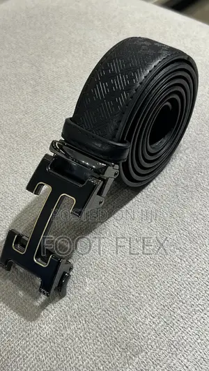 Men's Black Embossed Leather Ratchet Belt