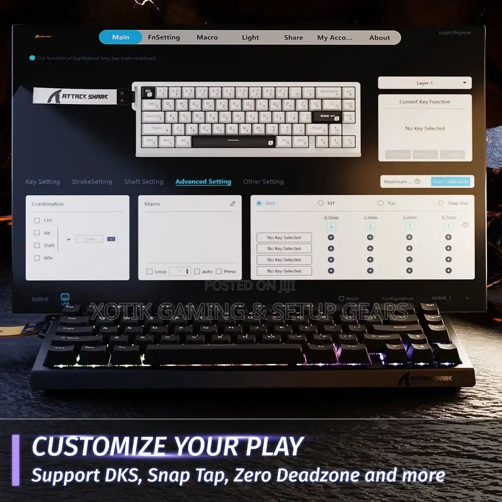 ATTACK SHARK X68 HE Rapid Trigger Gaming Keyboard - Magnetic Switch