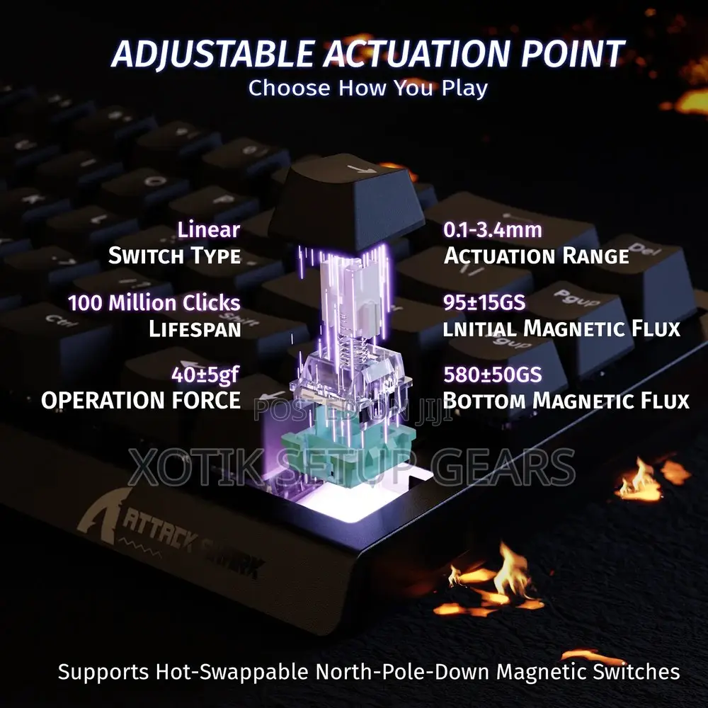 ATTACK SHARK X68 HE Rapid Trigger Gaming Keyboard - Magnetic Switch