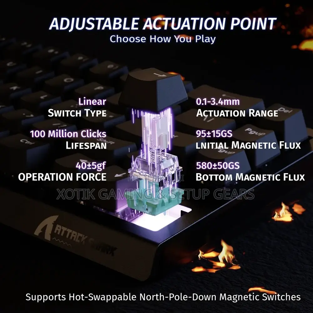 ATTACK SHARK X68 HE Rapid Trigger Gaming Keyboard - Magnetic Switch