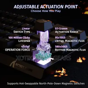 ATTACK SHARK X68 HE Rapid Trigger Gaming Keyboard - Magnetic Switch