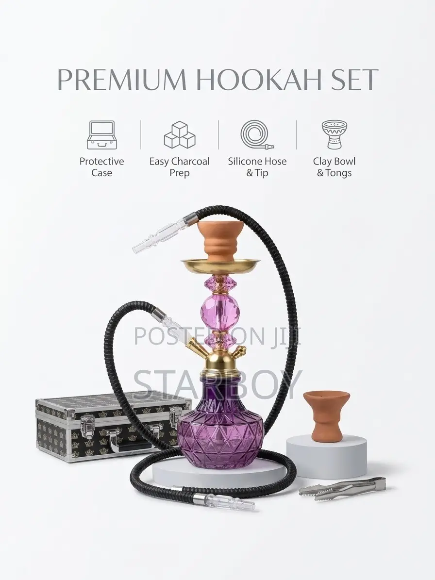  Premium Crystal Hookah Set + Carrying Case
