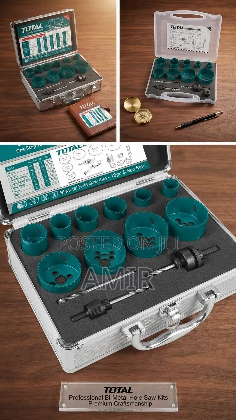 TOTAL Bi-Metal Hole Saw Kits (12-Piece & 9-Piece Sets)