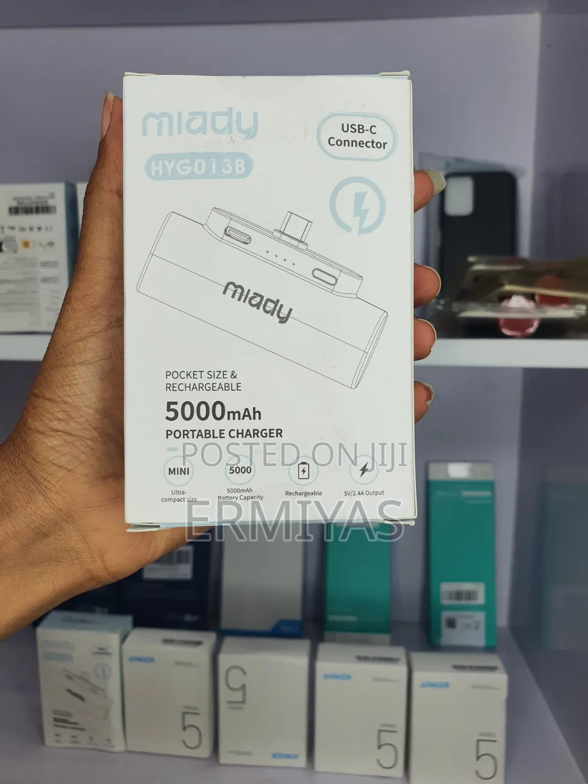 Miady Mini Portable Charger 5000mAh - Type-C (ሚኒ ፓወር ባንክ)