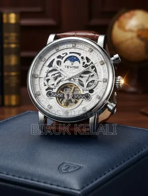 Tevise Automatic Skeleton Mechanical Watch Featuring an Exposed Dial