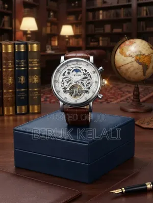 Tevise Automatic Skeleton Mechanical Watch Featuring an Exposed Dial