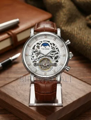Tevise Automatic Skeleton Mechanical Watch Featuring an Exposed Dial