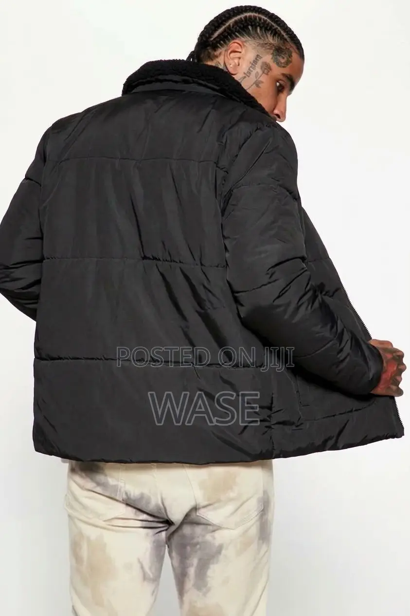 Fashion Nova Winter's Calling Sherpa Collared Puffer Jacket - Black