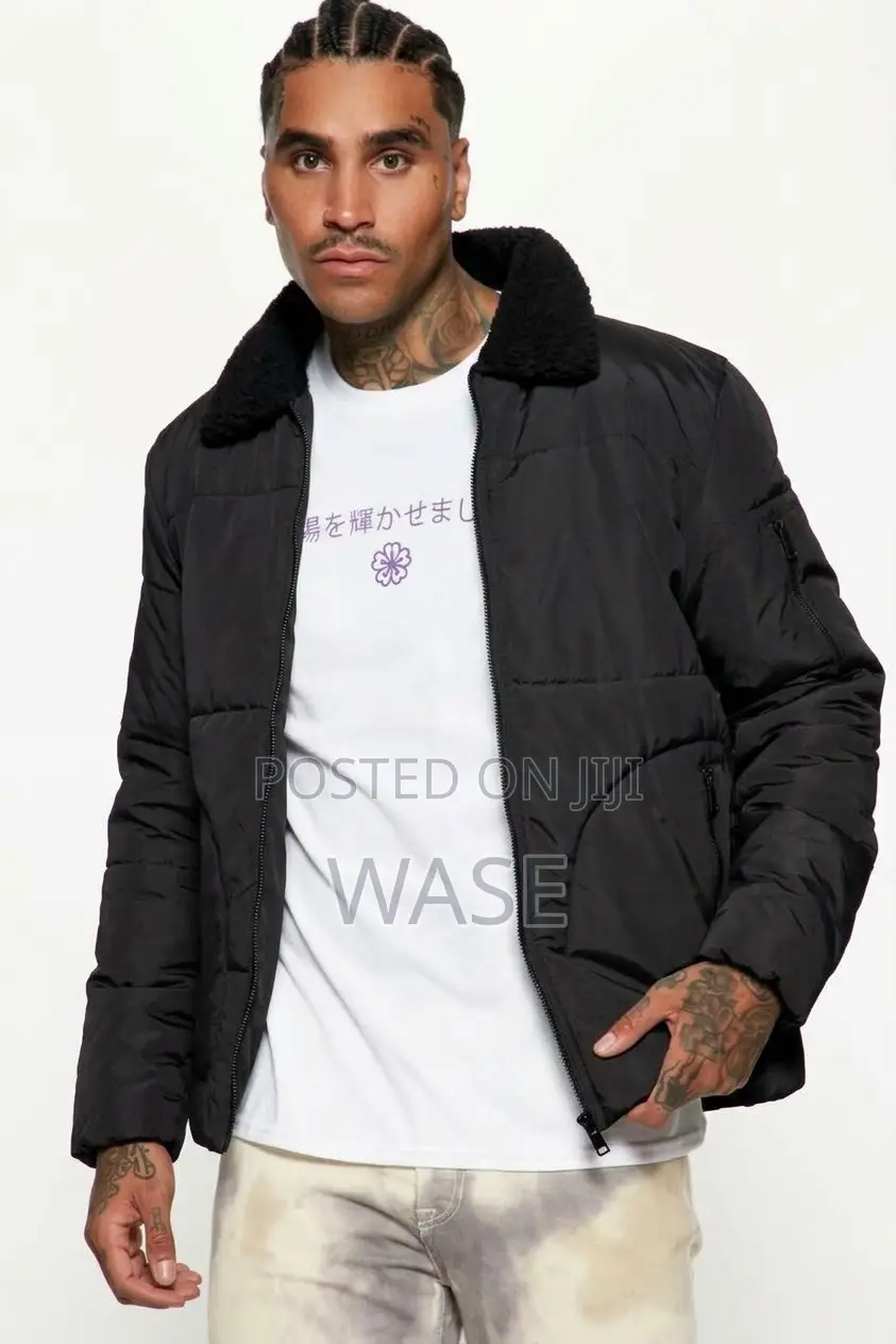 Fashion Nova Winter's Calling Sherpa Collared Puffer Jacket - Black