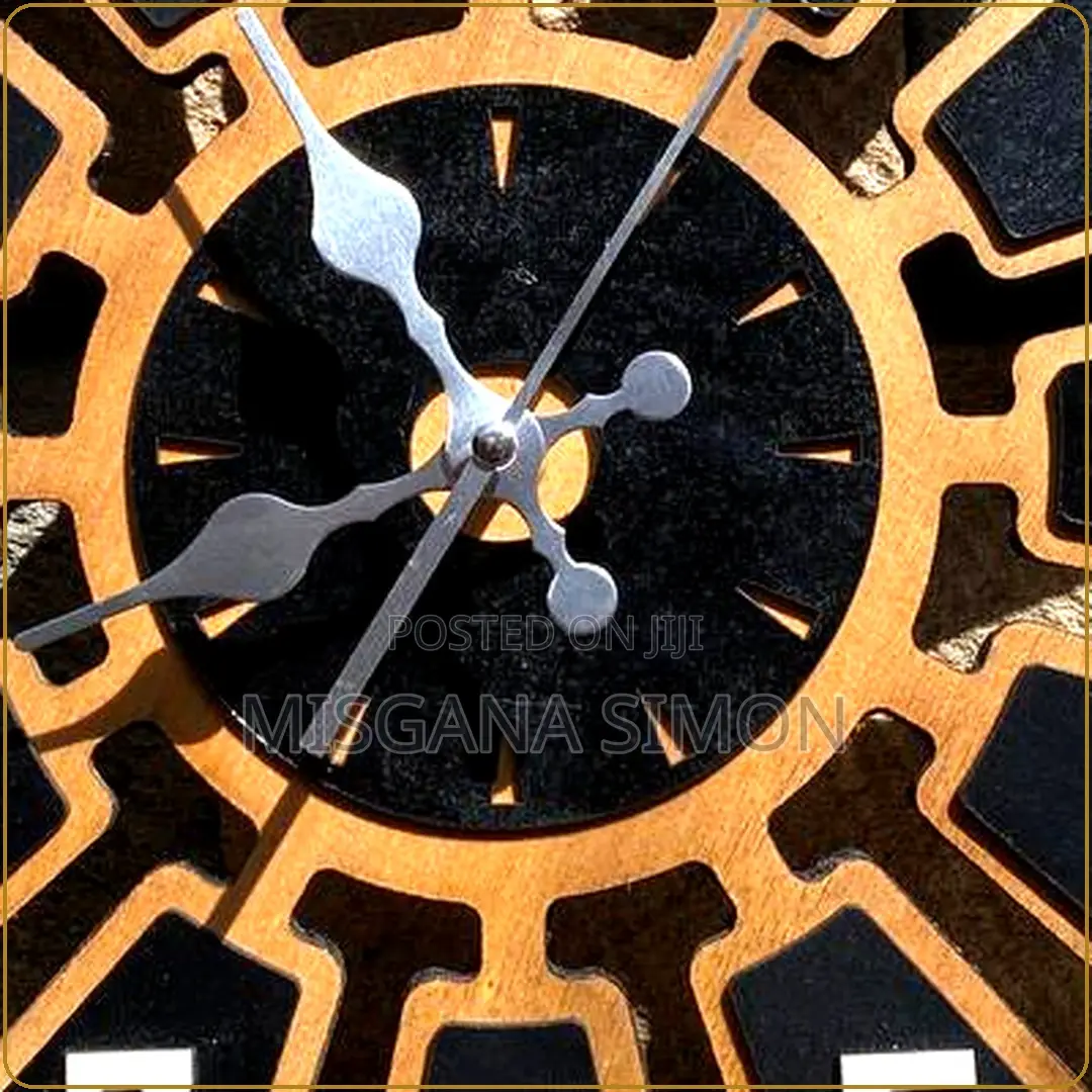 Ethiopian Cultural Wooden Wall Clock – Handcrafted Home Decor