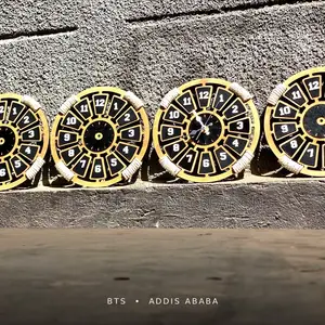 Ethiopian Cultural Wooden Wall Clock – Handcrafted Home Decor