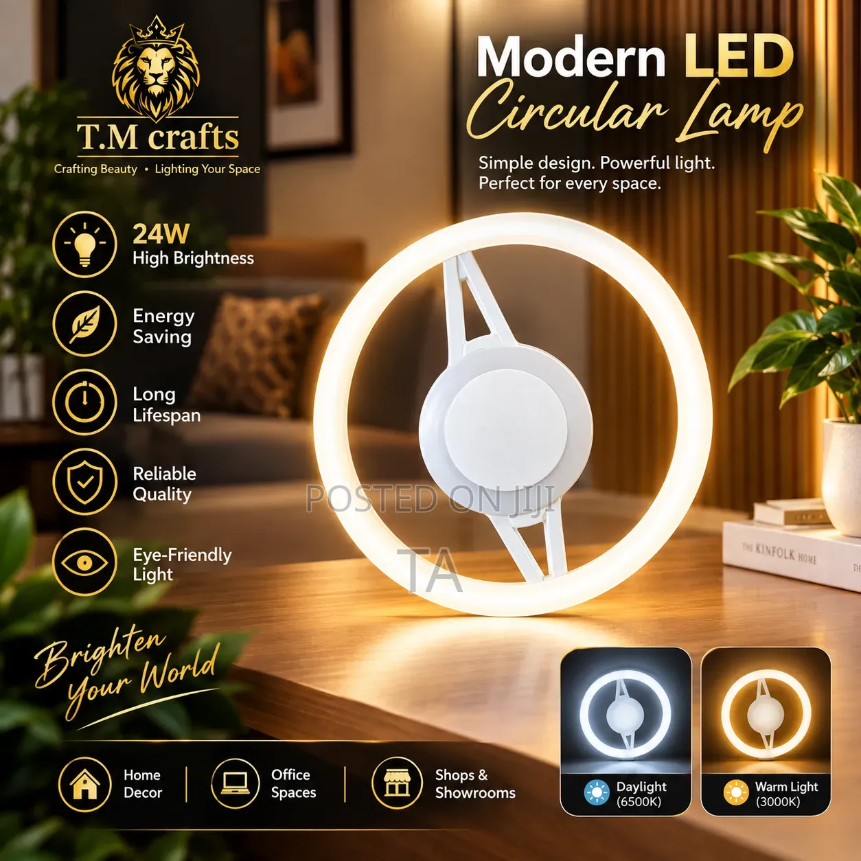 LED Circular Lamp Modern 24W አምፓል መብራት