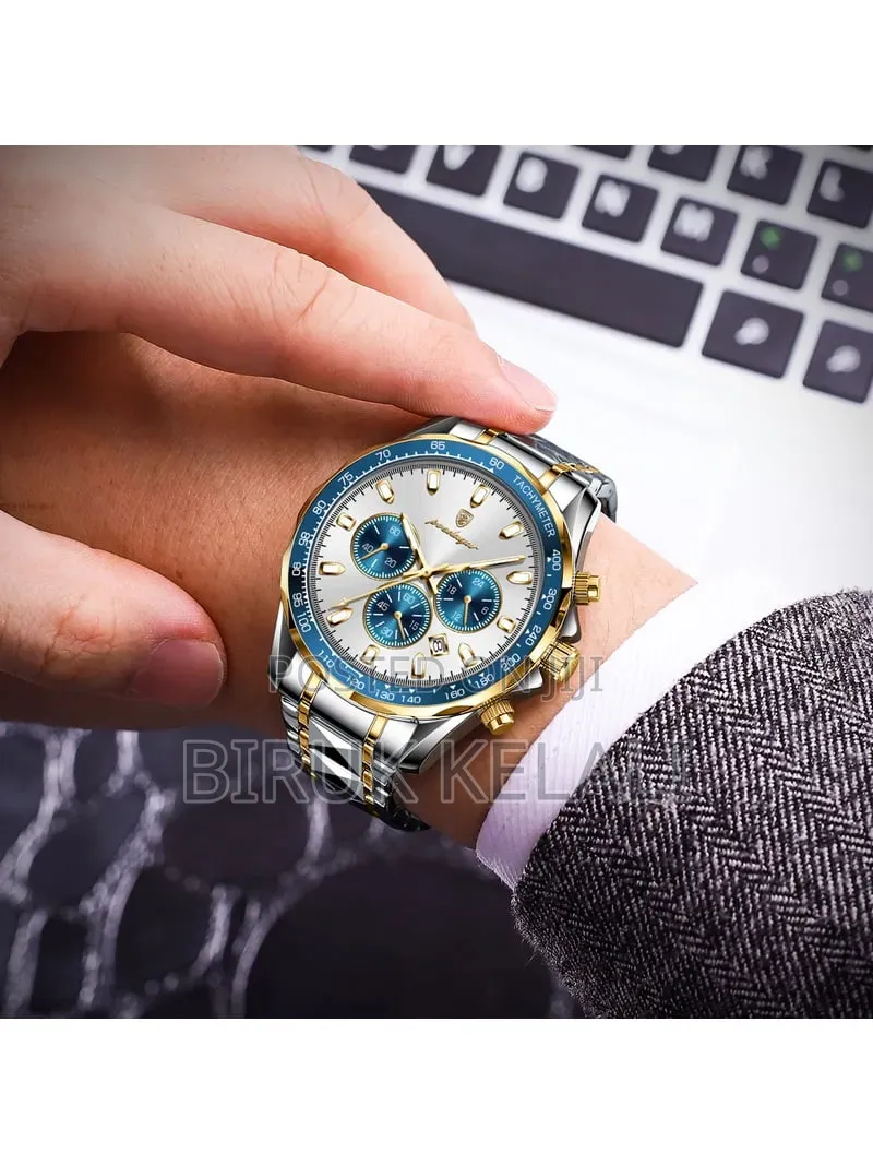 Poedagar 815 Men's Quartz Chronograph Watch Featuring a Silver