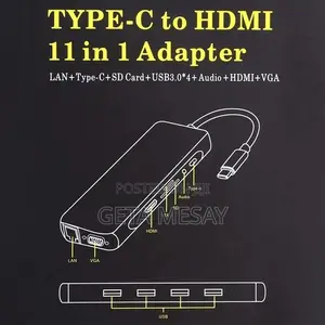 11-in-1 USB-C Hub Vga Hdmi Lan 4 USB 3.0 Sd Tf Audio Pd