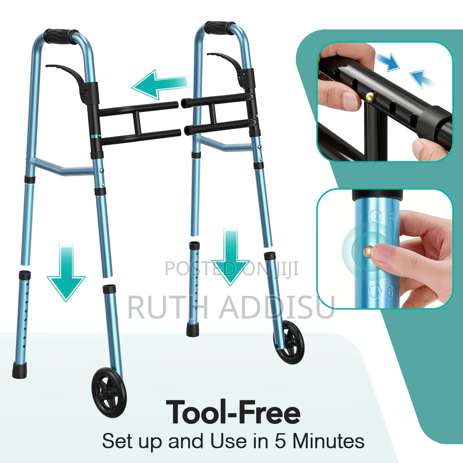 Walker考量walker Medical朱紅folded Walking Aid寄給medical Walker Almunium