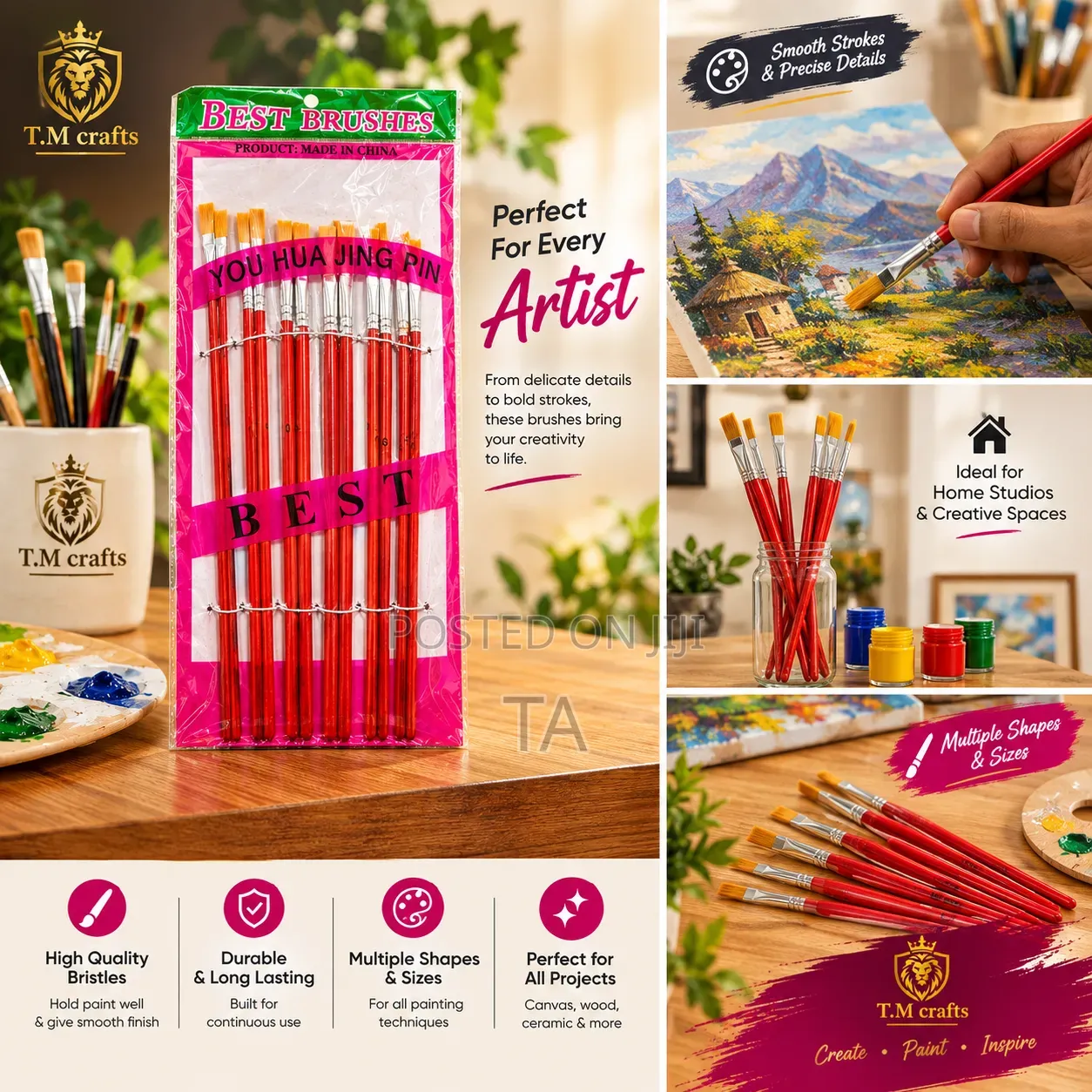 Premium Paint Brush Set የስዕል ቡርሾች
