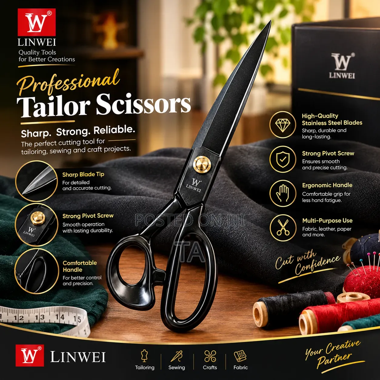 Professional Tailor Scissors የጨርቅ መቀስ 10 ቁጥር መቀስ