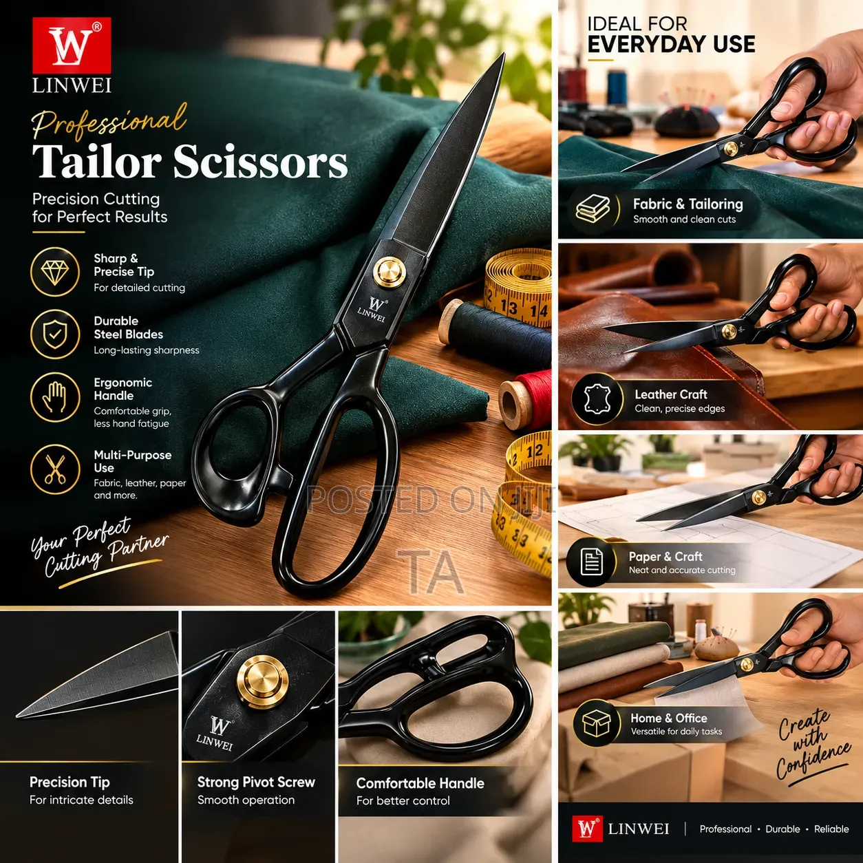 Professional Tailor Scissors የጨርቅ መቀስ 10 ቁጥር መቀስ