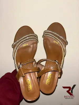 SHEIN Women’s Brown & Silver Rhinestone Strappy High Heel Sandals