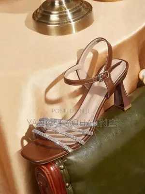 SHEIN Women’s Brown & Silver Rhinestone Strappy High Heel Sandals