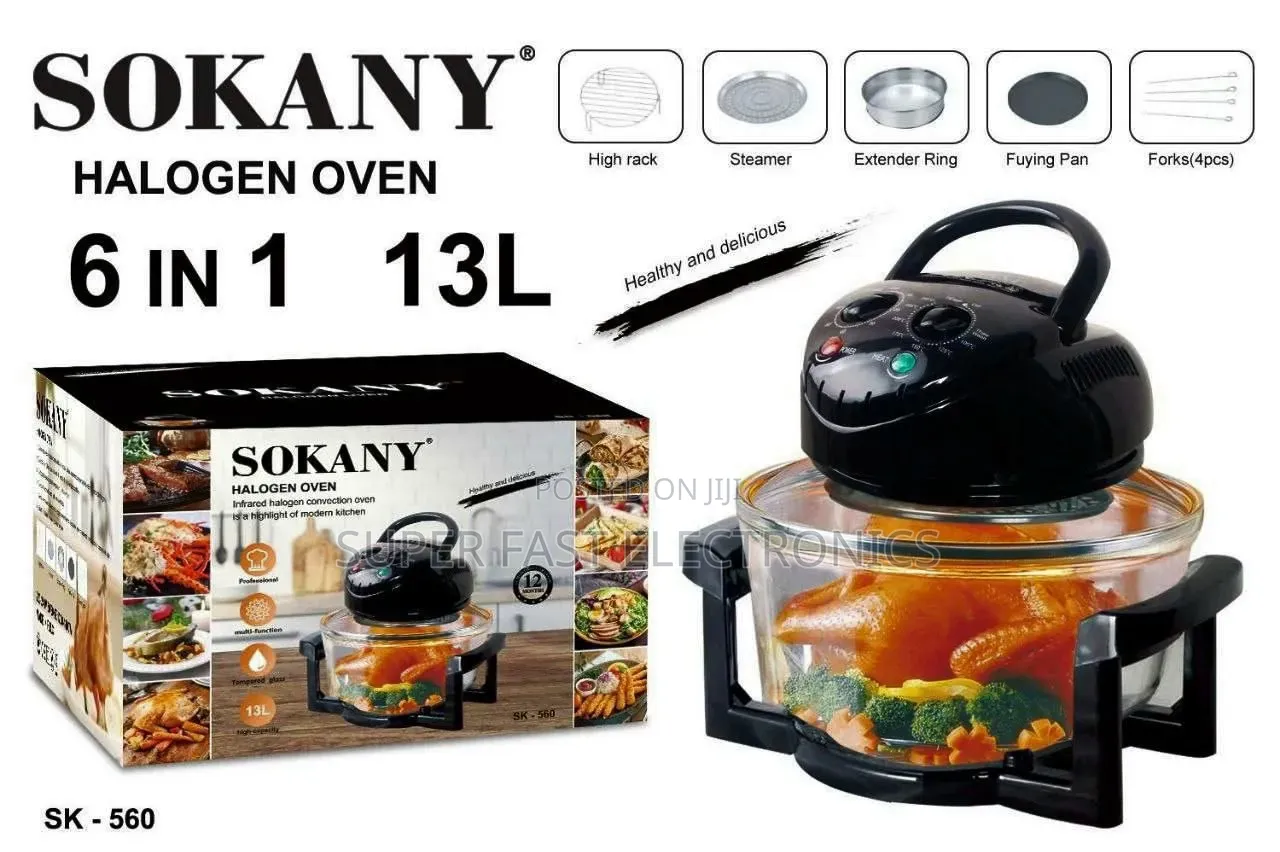 SOKANY Halogen Oven 6-in-1 –13L Multi-Function Air Fryer Oven Roaster
