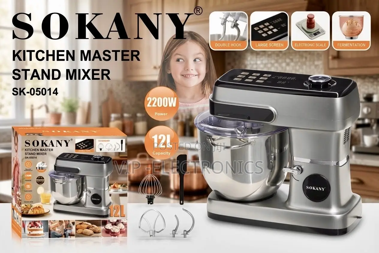 SOKANY Kitchen Master Stand Mixer 12L 2200W Heavy-Duty VIP Electronics