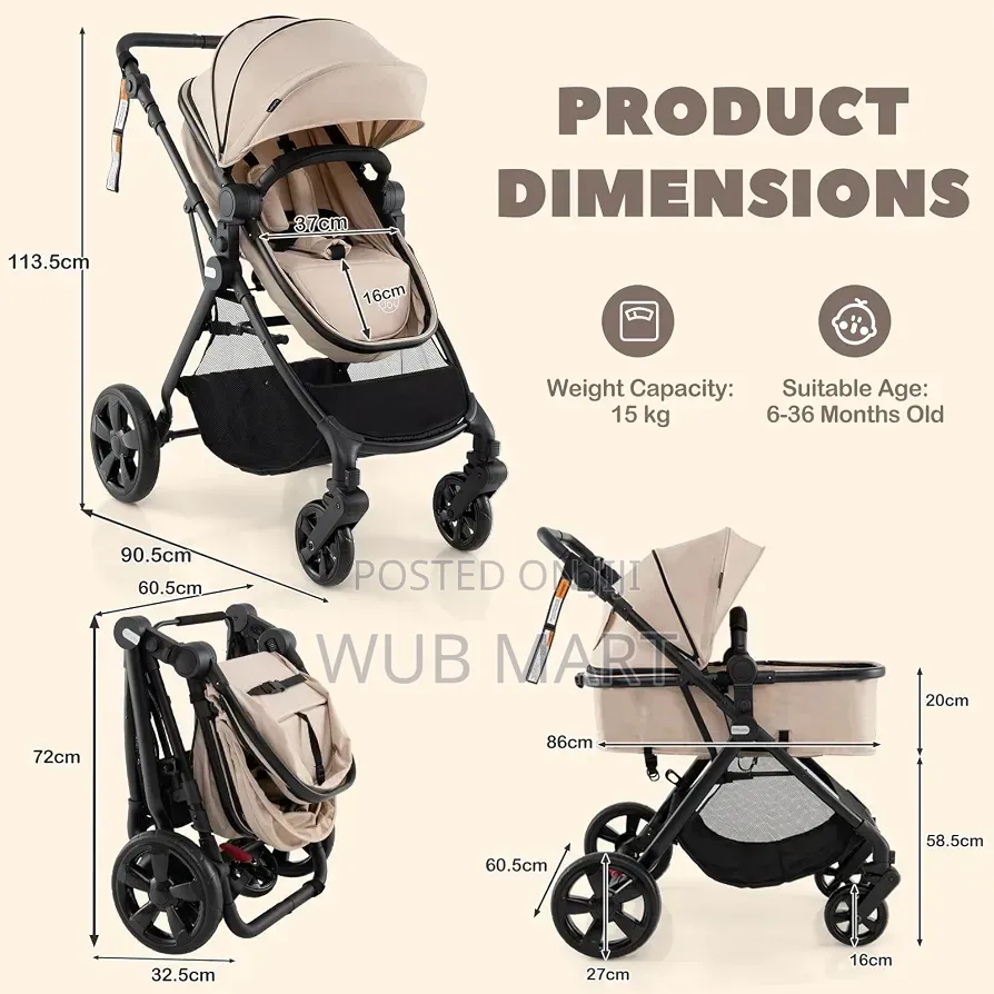 2-in-1 Baby Stroller & Carry ሁለገብ የልጆች የከተማ ጋሪ