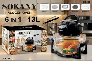 SOKANY Halogen 6-in-1 Convection Oven – 13L Air Fryer Glass Cooker