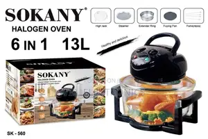 SOKANY Halogen 6-in-1 Convection Oven – 13L Air Fryer Glass Cooker