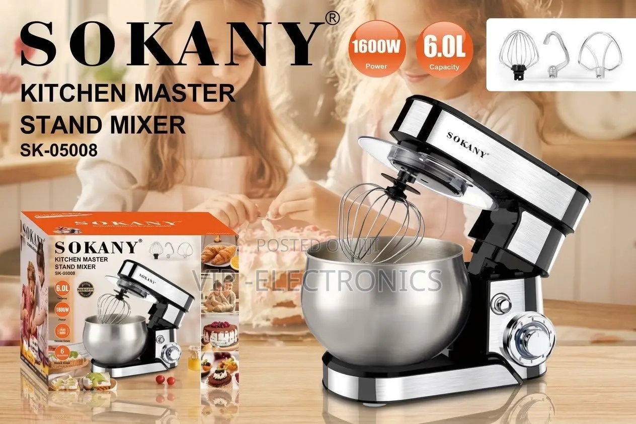 SOKANY Kitchen Master Stand Mixer 6.0L – 1600W Electric Food Mixer