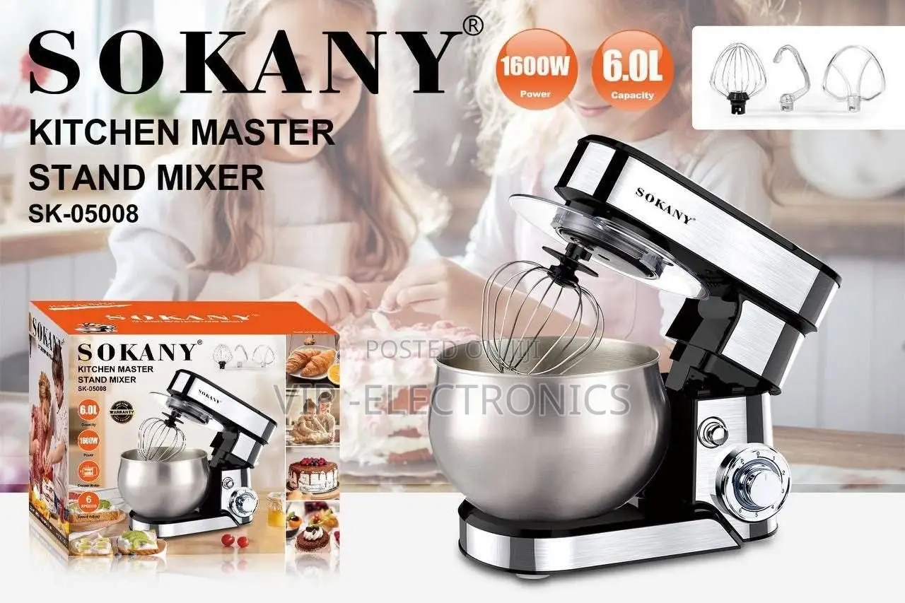 SOKANY Kitchen Master Stand Mixer 6.0L – 1600W Electric Food Mixer