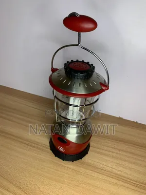 Portable LED Camping Lantern With Hanging Hook – Red & Silver