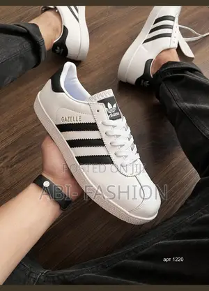 Adidas Gazelle White/Black Stripes Unisex Sneakers