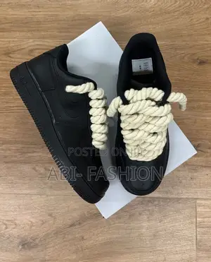 Nike Air Force 1 Triple Black “Rope Laces Cream”