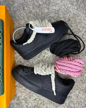 Nike Air Force 1 Triple Black “Rope Laces Cream”