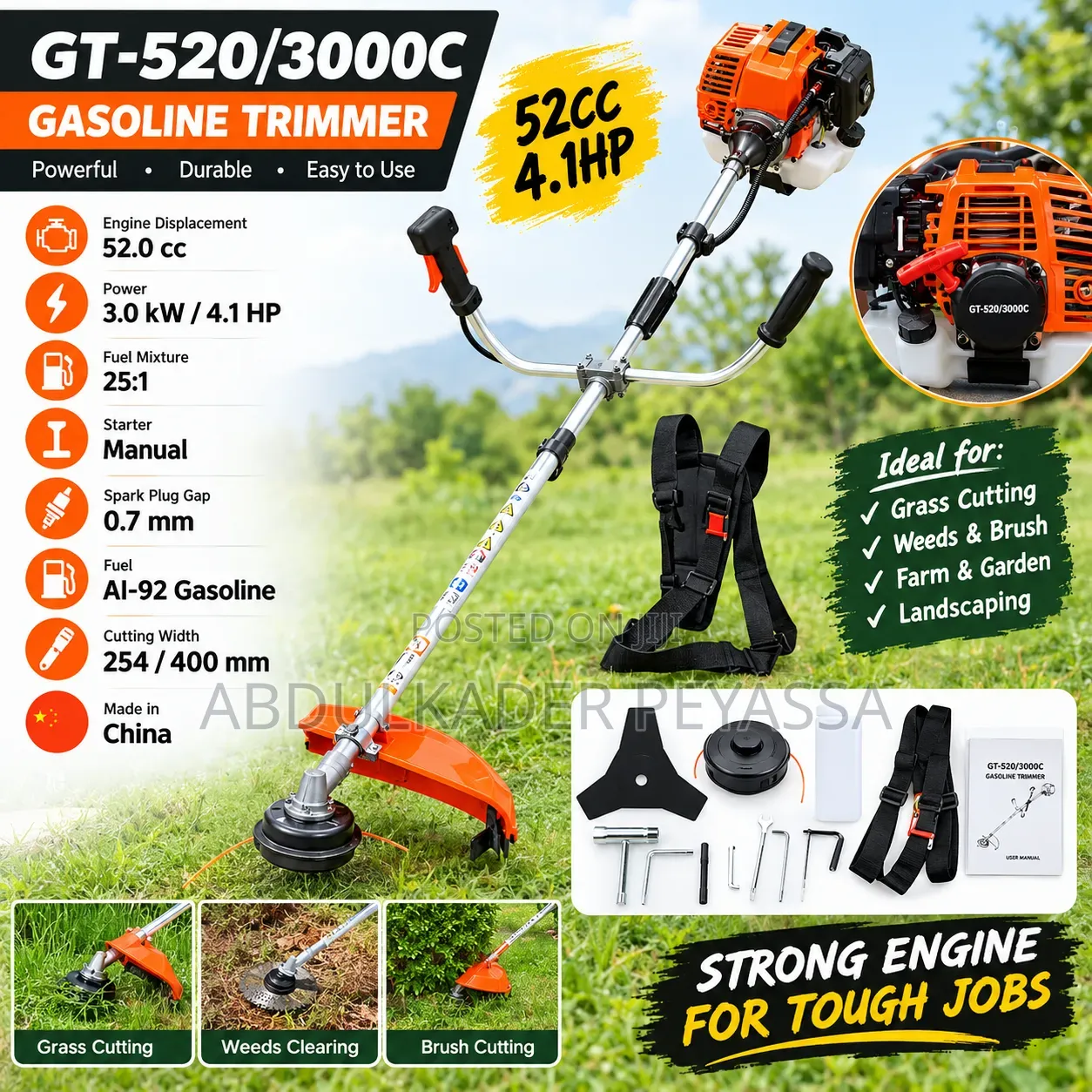 Gasoline Trimmer 52cc Grass Cutter