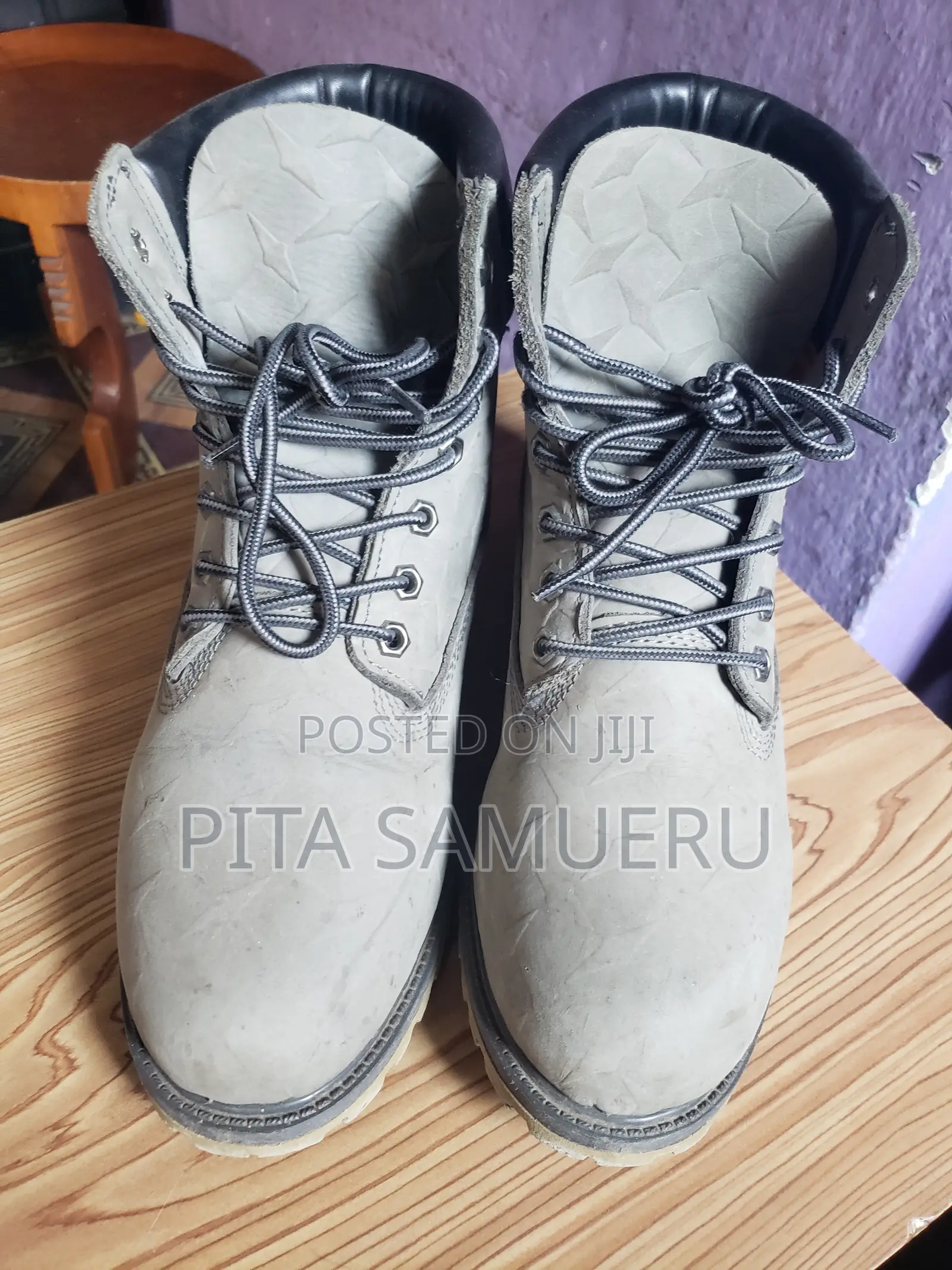 Gray Timberland With Diamond Pattern