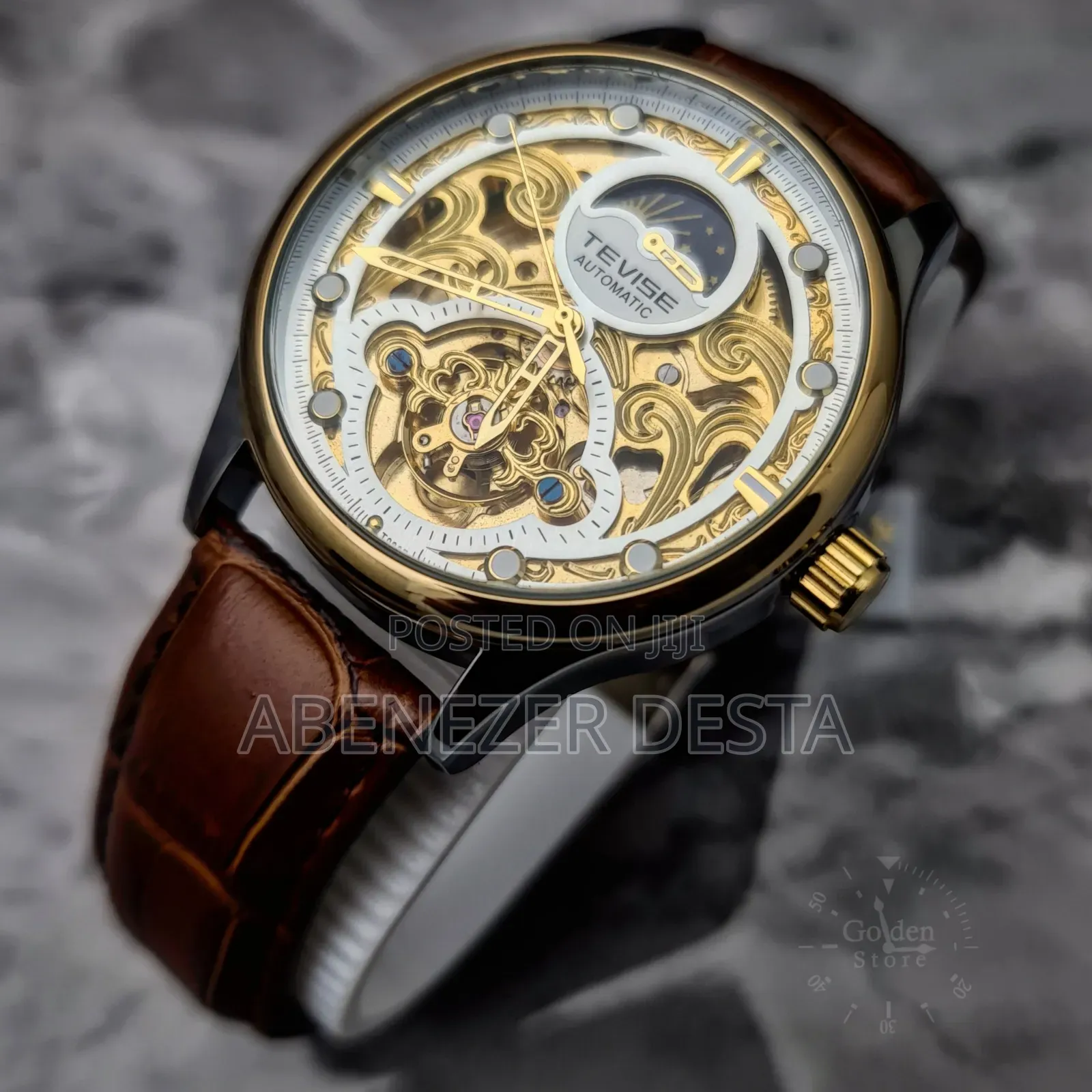 TEVISE T820D Men’s Automatic Mechanical Skeleton Watch Featuring