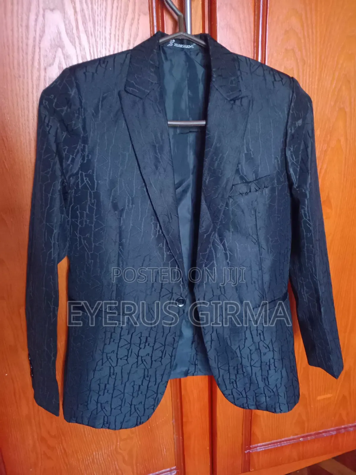 Men's Textured Dark Grey/Black 2-Piece Suit