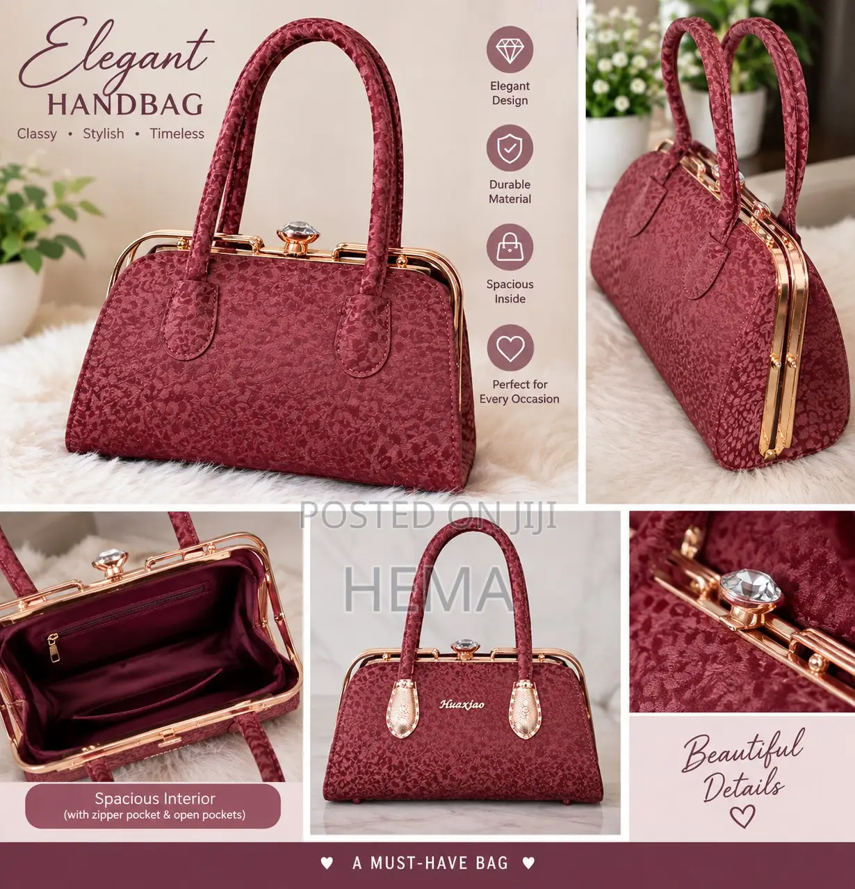 Elegant and Classy Burgundy Woman's Bag