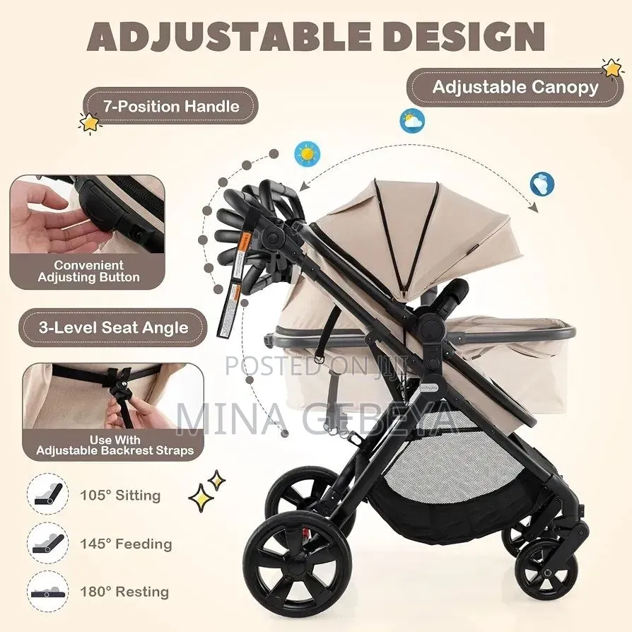 2-in-1 Baby Stroller & Carry ሁለገብ የልጆች የከተማ ጋሪ