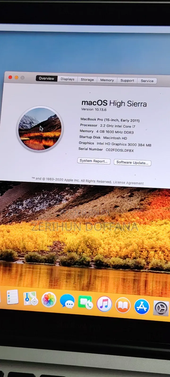 Laptop Apple MacBook Pro 2011 4GB Intel Core i7 HDD 750GB