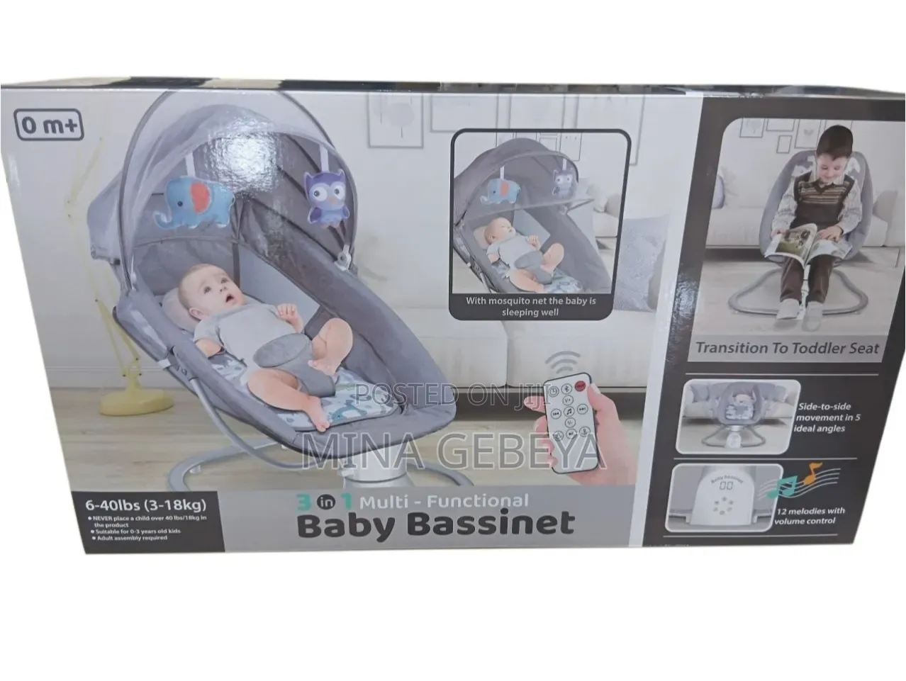 3-in-1 Multifunctional Baby Bassinet Swing