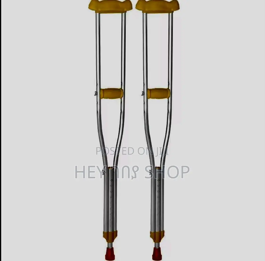 Axillary Walking Crutch ክራች ከአልሙንየም የተሰራ ቁመቱ ከፍዝቅ የሚል ጠንካራ