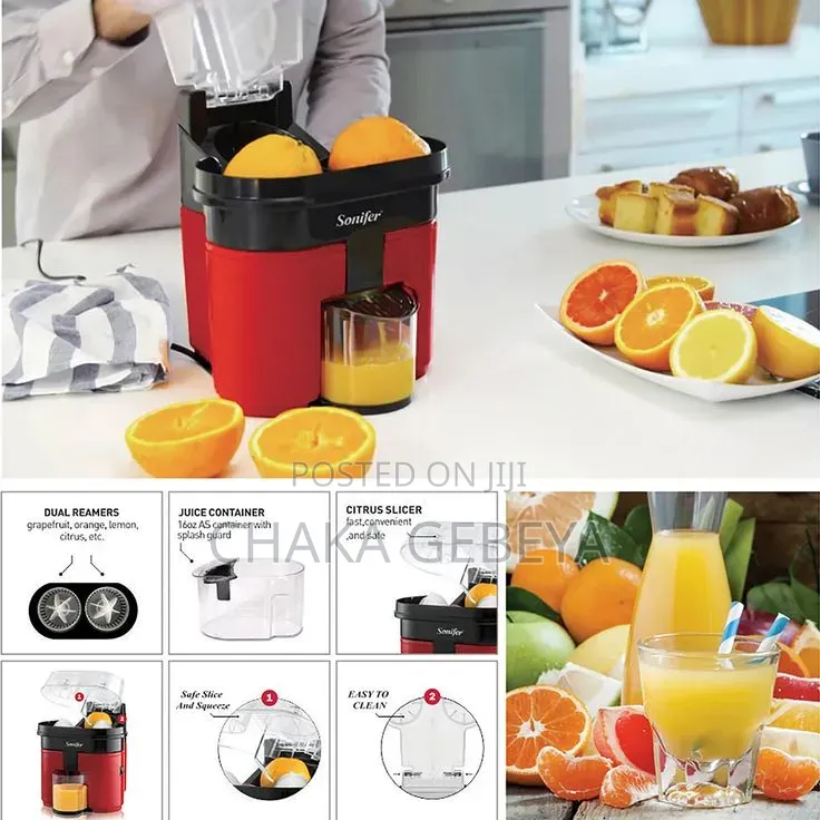 Sonifer SF‐5521 Double Juicer – 90W, 500ml, Anti‐Drip Valve