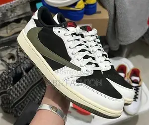 Air Jordan 1 Low Travis Scott Olive Green Classic Premium Sneakers